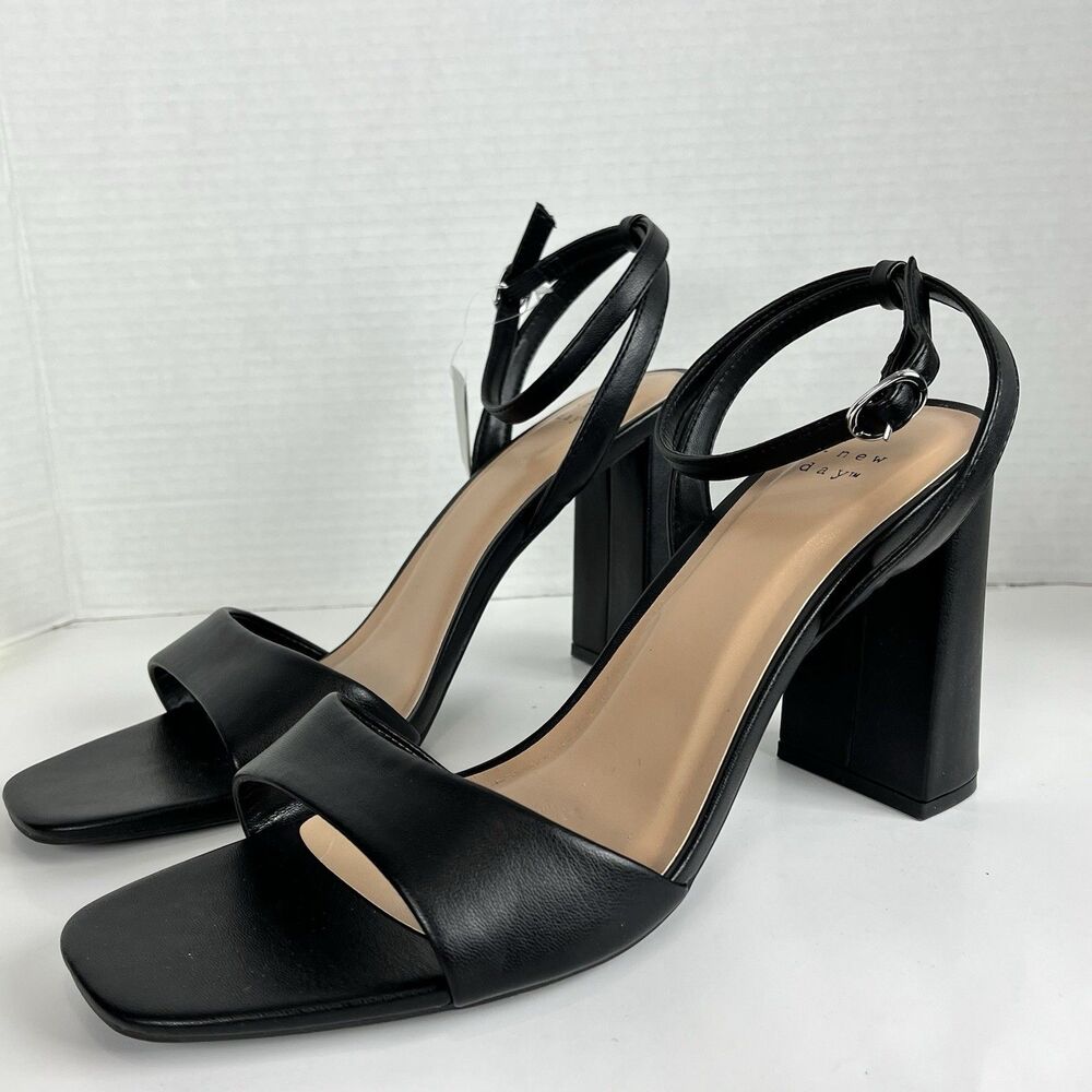 Women Black Block Heel Sandals Ankle Strap Memory Foam Size 11 - Picture 3 of 11
